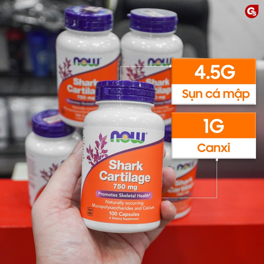 Viên sụn vi cá mập của Mỹ Now Shark Cartilage (100 viên) hỗ trợ xương, sụn khớp chắc khỏe