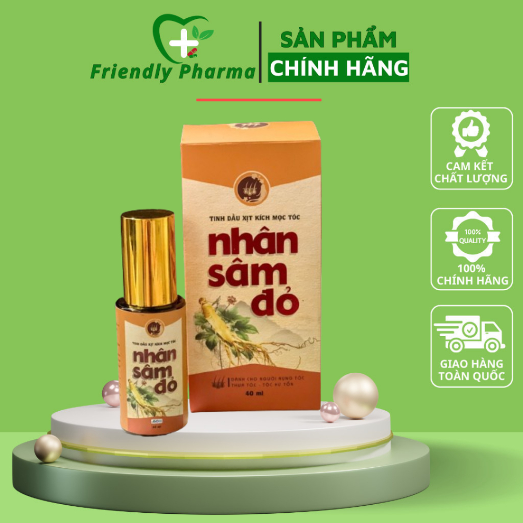 Tinh Dầu Xịt Tóc Nhân Sâm Đỏ Hỗ Trợ Mọc Tóc, Giảm Rụng, Dưỡng Tóc Suông Mềm Mượt 40ml