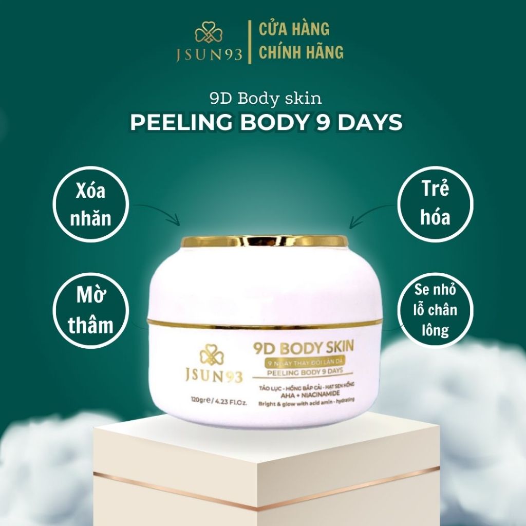 Tẩy tế bào chết Jsun93, dưỡng sáng, đều màu da 9D BODY SKIN PEELING BODY 9 DAYS, 120g, JS247TTB15