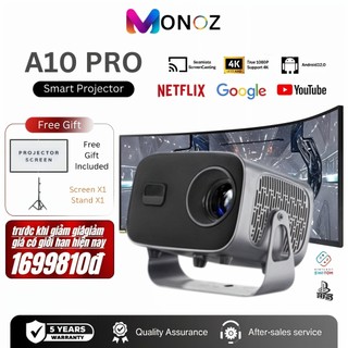 Máy chiếu 2024 Mới nhất  A10 Máy chiếu LED thông minh Android 11 với Tự động lấy nét WiFi 5G kép và Điện thoại gương
