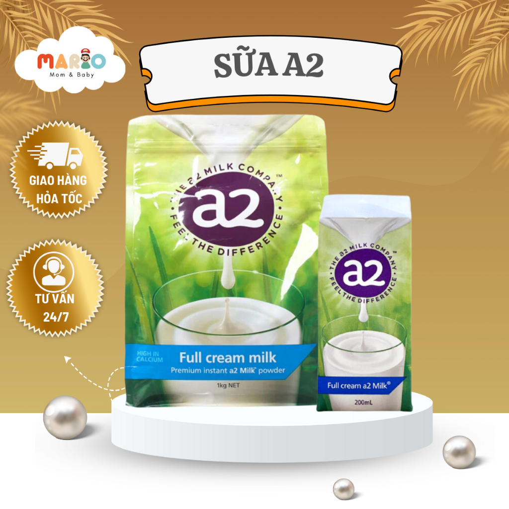 Sữa A2 nguyên kem của Úc 1kg/ Thùng 24 Hộp Sữa Tươi Nguyên Kem Úc Sữa Nước A2 Full Cream 200ml