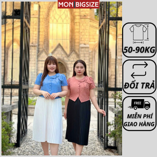 Áo bigsize nữ kiểu 4 lá nút bọc chât cotton mềm mịn dự tiệc đi chơi MON big size 50 - 90kg
