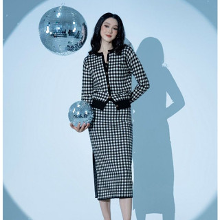 Áo Cardigan Len VIEN TRAN Kẻ Ô Cài Cúc V65C21T002