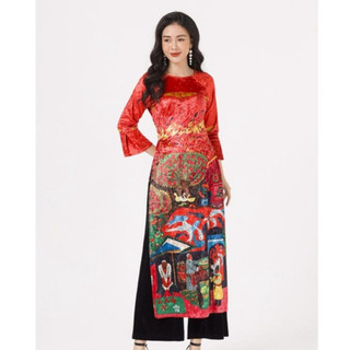Áo Dài Cách Tân Nữ LAMER Nhung L61A19T065 (Áo Dài Không Kèm Quần)
