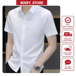 Áo sơmi nam tay ngắn vải lụa phom body