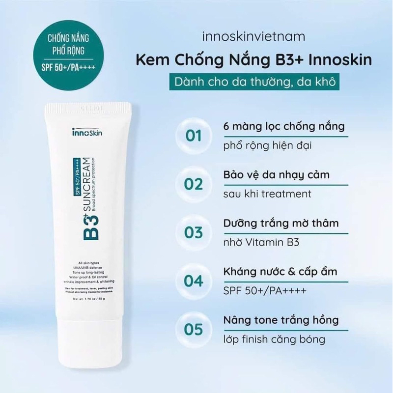 Kem chống nắng B3 Innoskin - màu xanh