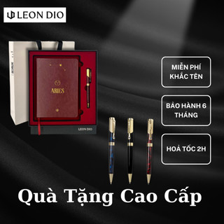  Bộ quà tặng sổ tay ZODIAC bìa da kích thước A5, Bút ký tên Leon Dio Classic Lapis Lazuli