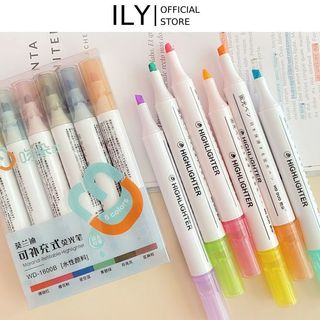 Bút dạ quang bộ 6 màu bút highlight pastel văn phòng phẩm đánh dấu bút nhớ ILY