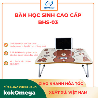 Bàn học sinh gấu tuplip, khe ipad, chân u kokomega gấp gọn