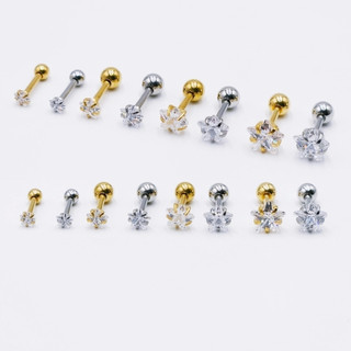 Bông tai titan nữ đính đá trắng hình ngôi sao 3 mm 4 mm 5 mm 6 mm giá 1 chiếc