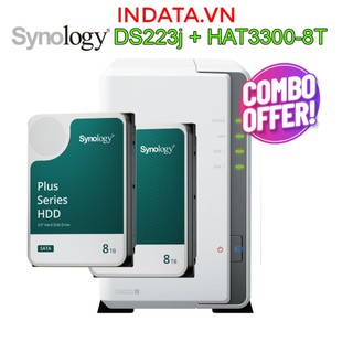 [COMBO] Bộ lưu trữ mạng NAS Synology DS223j và ổ cứng Synology HAT3300-8T 8TB, hàng chính hãng