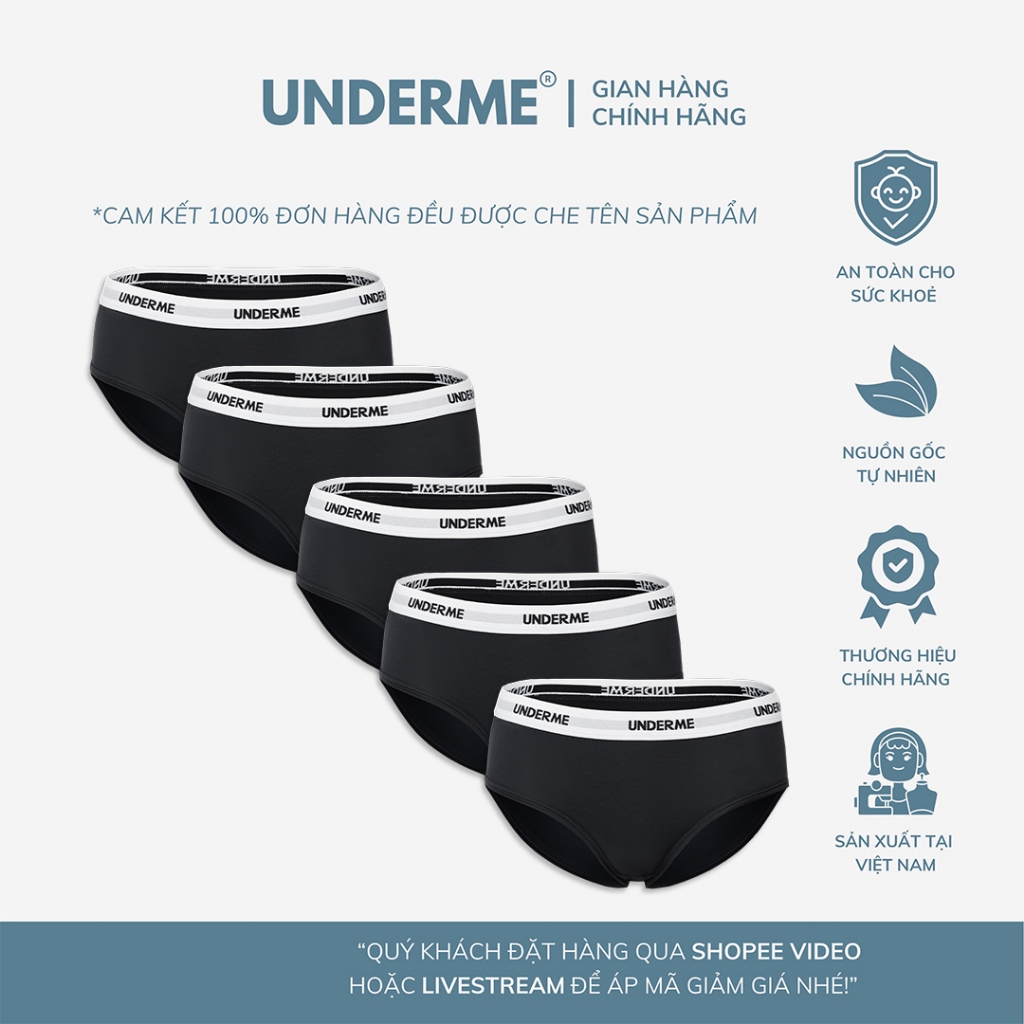 Combo 5 Quần Lót Nữ Cao Cấp Underme Hipster Tam Giác Cơ Bản Hàng Ngày Thoáng Mát Thoải Mái - Udm005