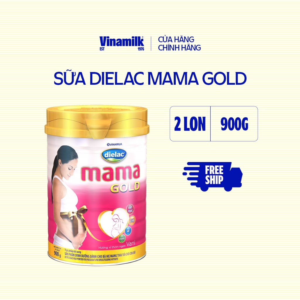 2 Hộp Sữa bột dành cho bà bầu Vinamilk Dielac Mama Gold- Hộp thiếc 900g Hương Vani (Sữa tốt - Mẹ khỏ