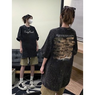 Vintage 2024 Nâu xám Áo phông nữ form rộng áp phích in hình bigsize cổ tròn áo thun 100%cotton Focus local brand