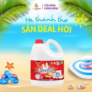 Nước giặt xả Carefor chính hãng hương hoa hồng Pháp can 3,5L thơm lâu giữ màu vải