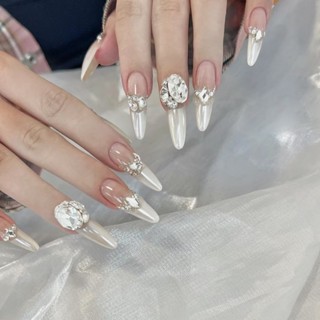 Nailbox đính đá, móng tay giả dài nhọn đính đá, nail xinh sang chảnh Z418, nail giả dài, Shyn House Nail