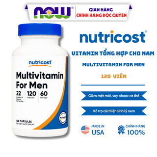 Vitamin tổng hợp cho nam Multivitamin For Men bổ sung 22 vitamin và khoáng chất Nutricost 120 viên