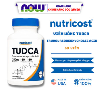 Viên uống thải độc gan, thận của Mỹ Tudca hạ men gan, mát gan, thanh lọc thận Nutricost 60 viên