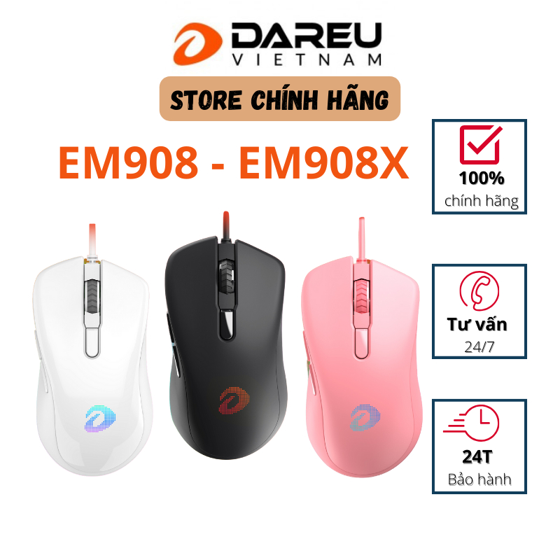 Chuột Gaming DAREU EM908/EM908X Quang cơ (LED RGB, BRAVO sensor)