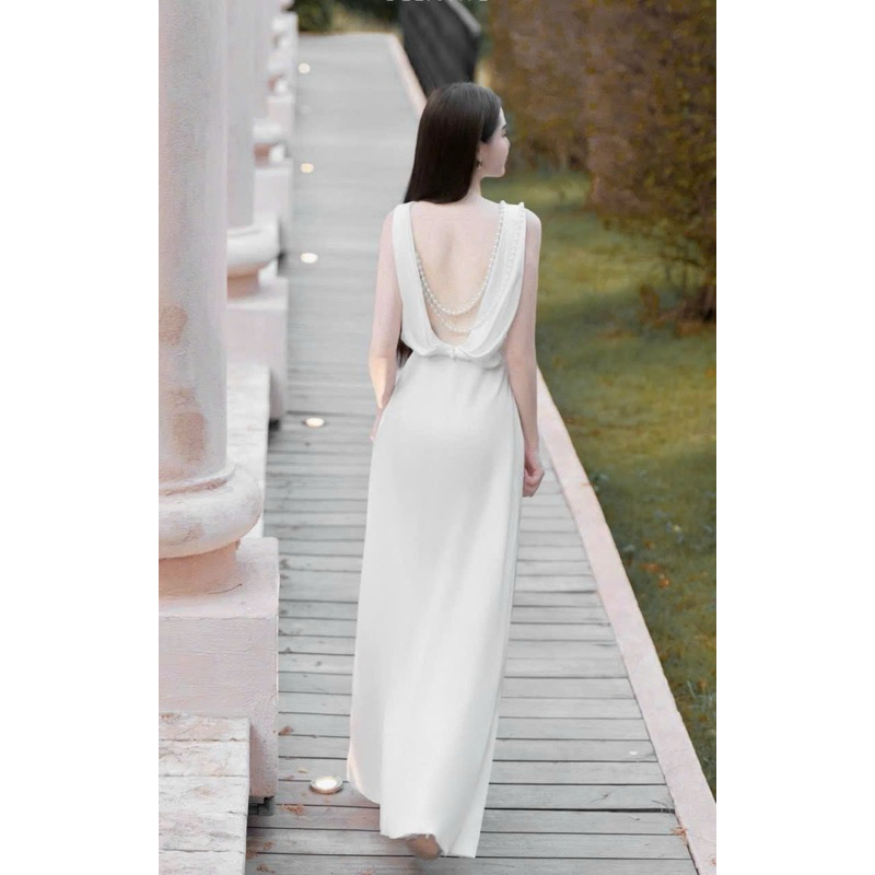 maxi hở lưng lụa kết ngọc