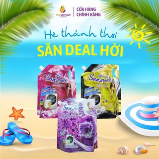 Nước giặt xả vải quần áo thơm lâu  Sanzoft 3 mùi hương đậm đặc lưu hương túi 2L