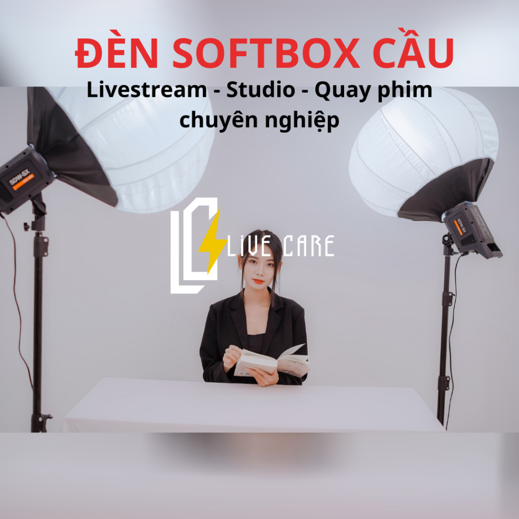 Đèn livestream hình cầu Bediro BD-400S hỗ trợ ánh sáng, đèn livestream chụp ảnh studio chuyên nghiệp