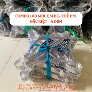 Combo 100 Móc quần áo em bé Loại Đặc Biệt-A Đen Móc nhôm treo quần áo em bé dày dài 30cm - VIỆT HƯNG