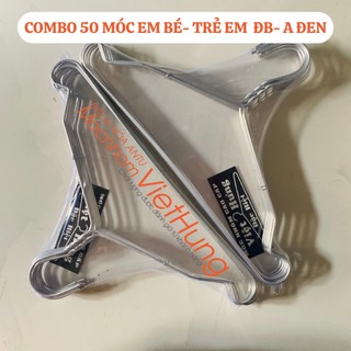 Combo 50 móc quần áo em bé loại đặc biệt-a đen móc nhôm treo quần áo em bé dày dài 30cm - việt hưng