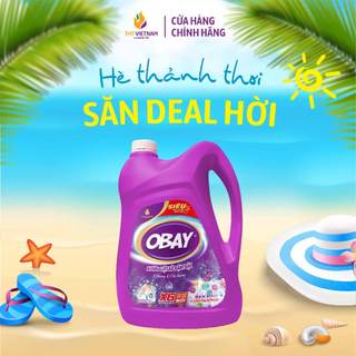 Nước giặt xả quần áo Obay chính hãng hương hoa Lavender can 4,5L