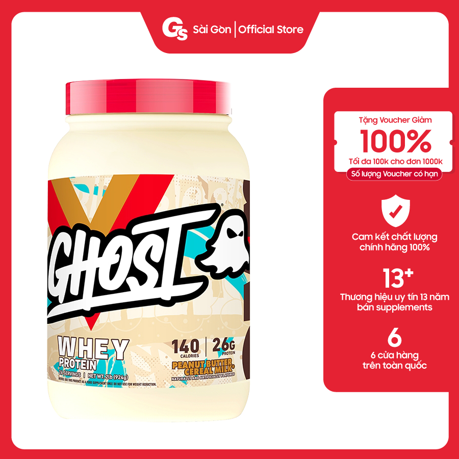 Sữa tăng cơ Ghost Whey Protein 2Lbs (924 gram - 26 Servings)  - Gymstore