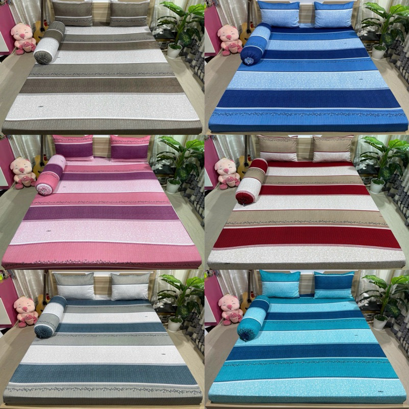 Bộ drap thun Hàn Quốc 4 món mẫu sọc