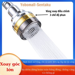 Đầu Vòi Nước Tăng Áp Vòi Đồng Nối Vòi Chậu Rửa Bát 3 Chế Độ Phun,Xoay Linh Hoạt Nước Xả Êm Chống Bắn Tung Tóe - Yobomall