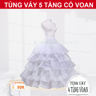 Tùng Váy 5 Tầng Dành Cho Cô Dâu Có Voan Kính Chân