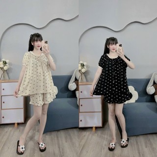 Bộ bầu mặc sau sinh cổ vuông ren mẹ bầu , đồ bộ dài mặc nhà chất đũi thái áo tiện lợi cho con ti quần chun rút tùy chỉnh