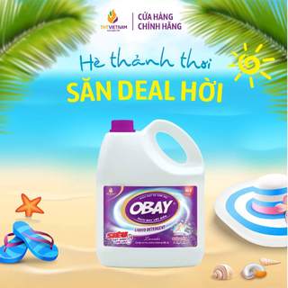 Nước giặt xả kết hợp Obay chính hãng hương hoa Oải hưong can 3,6L