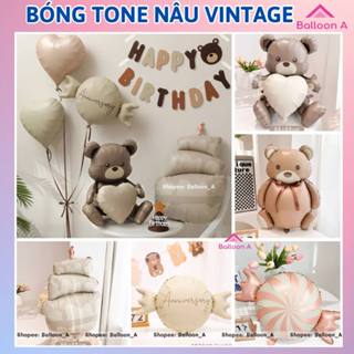 Bong Bóng Trang Trí Sinh Nhật, Dây Chữ HAPPY BIRTHDAY Tông Nâu Vintage Trang Trí Phong Cách Hàn Quốc- BalloonA