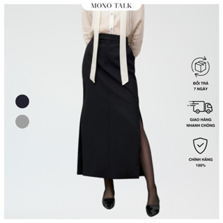 Chân váy maxi MONO TALK dáng xuông xẻ tà hai bên poplin dày MOF23W-B10004TK