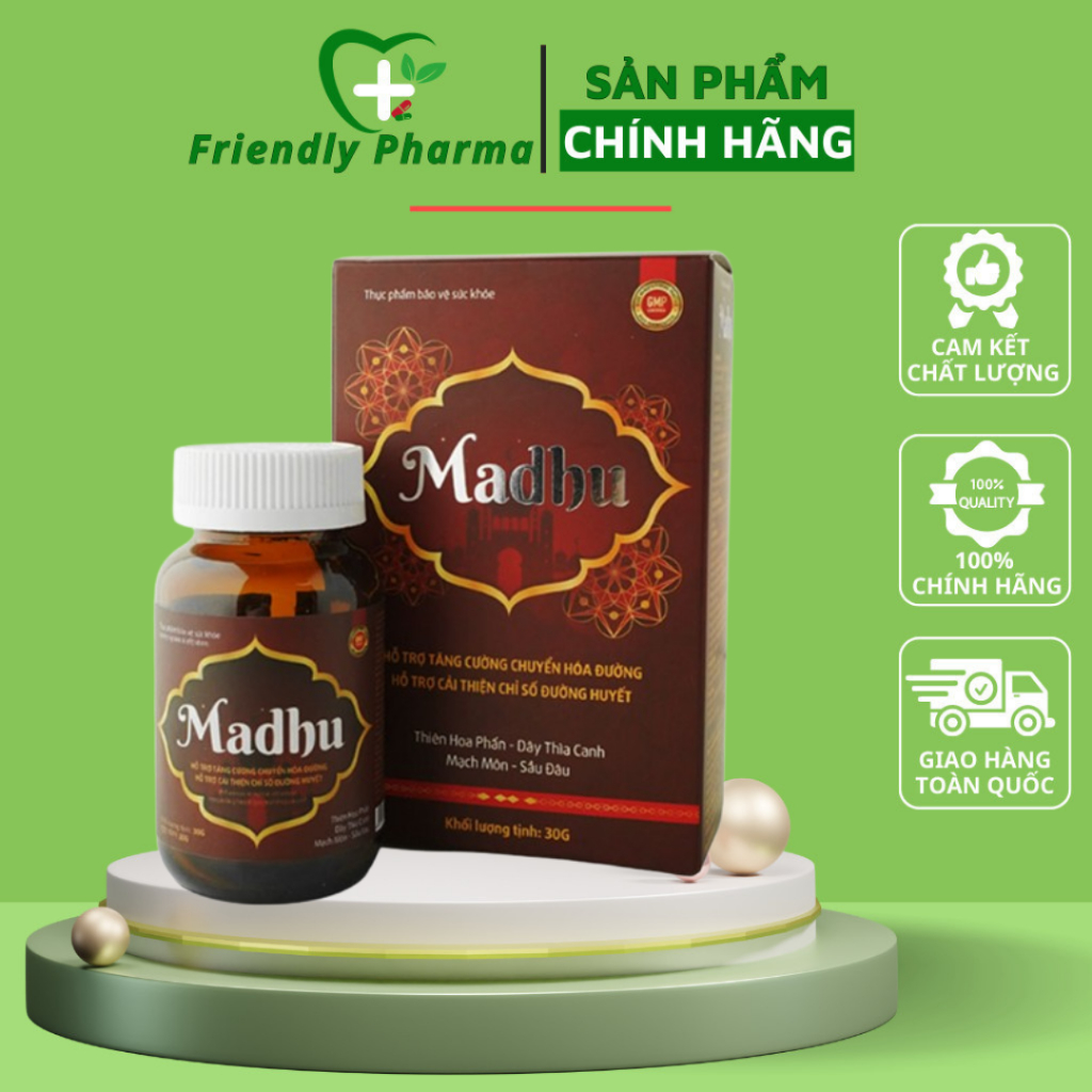 Madhu - Viên tiểu đường  Madhu Ấn Độ khối lượng 30g - Chính Hãng