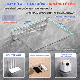  Kệ Wifi Dán Treo Tường Nhựa Acrylic Trong Suốt Để Máy Chiếu Mini Modem Router Kèm Keo Siêu Dính 