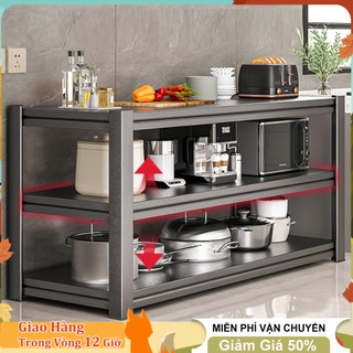 Huhu kệ để 3 tầng đen đồ kệ nhà bếp đa năng,đựng đồ nồi cơm điện lò nướng