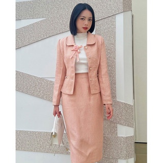Set vest dạ tweed cổ đính hoa LAMER  L65W23T012 L62I23T003