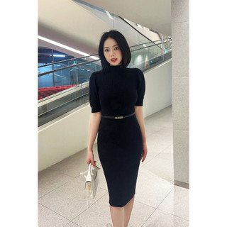 Đầm len nữ dáng ôm tay bồng tôn dáng LAMER L63F23T009