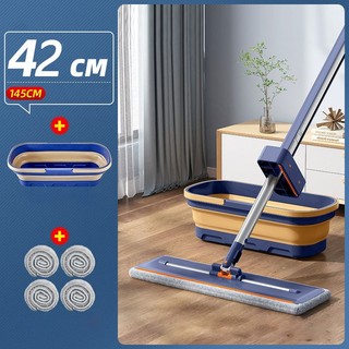 Chậu gấp gọn có bánh xe di chuyển, xô gấp gọn đa năng kèm cây lau