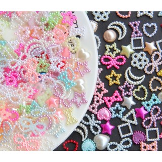 Set 10 charm Nơ, Trái Tim ngọc trai nhiều màu siêu HOT