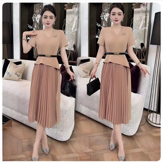 ( HÀNG QUẢNG CHÂU SIÊU CẤP) ĐẦM XẾP LY XÉO CÁCH ĐIỆU - ĐẸP “HOÀN HẢO” TRONG TỪNG CHI TIẾT ( CC220524450 )