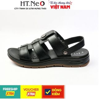 Sandal da bò đế kếp HT.NEO chiều cao 3,5p khâu may chân quai siêu chắc, kiểu dáng hiện đại SD96