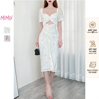 Đầm body MIMIX boi thêu hoa nhí khoét eo CY0230