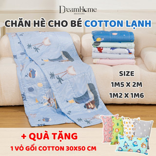 Chăn cho bé đi học cotton lạnh 1m2x1m6 1m5x2m, chăn trẻ em mỏng mát lạnh đắp mùa hè có trần bông nhỏ gọn - DREAMHOME