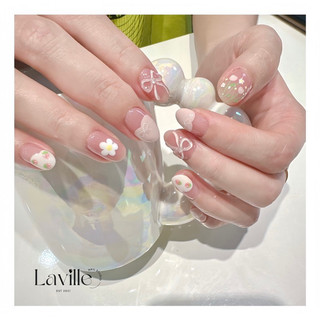Nailbox thiết kế - Nailbox thạch vẽ hoa và nơ nổi