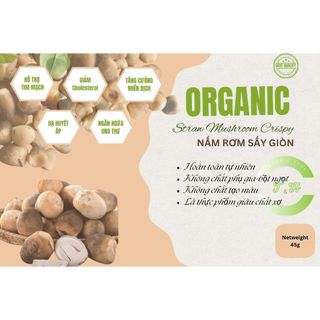 Nấm Rơm Sấy Giòn Ăn Liền Thơm Ngon T&H Mart 45g ( Eat clean), tốt cho sức khỏe tim mạch, huyết áp